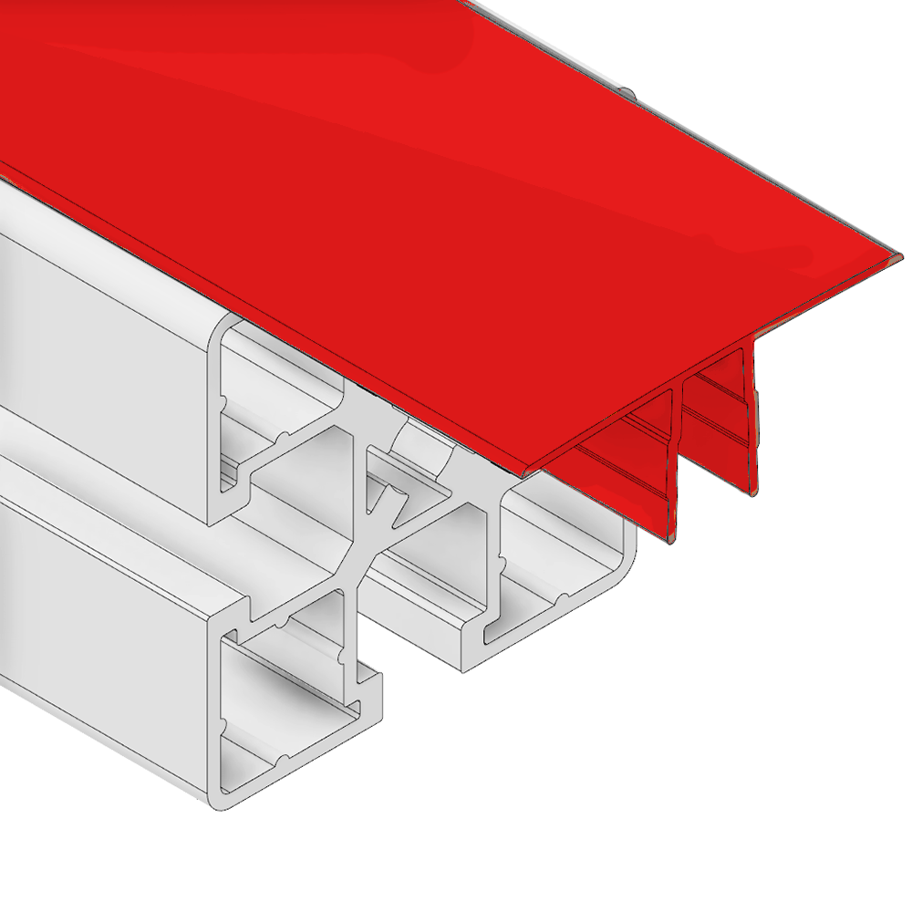 61-090-6 MODULAR SOLUTIONS PVC COVER PROFILE RED 40MM, 8 FOOT LENGTH